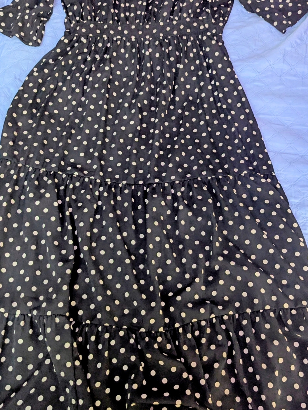 Polka Dot Black Tiered Midi Dress